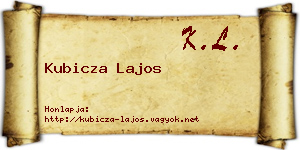 Kubicza Lajos névjegykártya